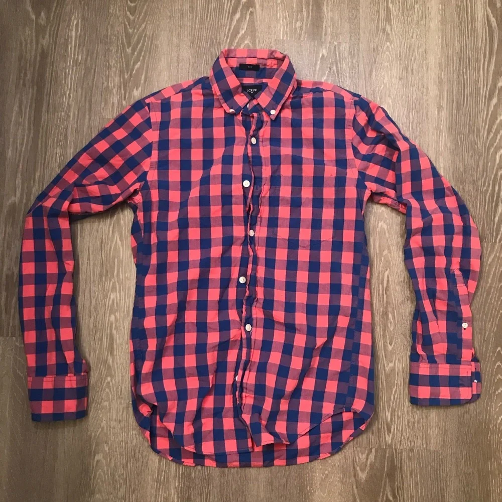 J. Crew Long Sleeve Slim Fit Plaid Flannel Button Down‎ Shirt Men’s Size XS